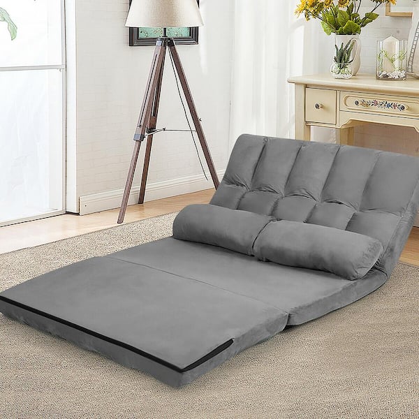 Chauffeuse 2 places BUCKLE UP futon grey graphite et orange couchage  140*200*24cm KARUP