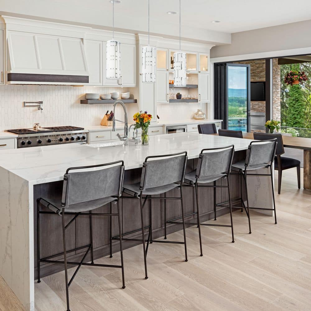 Bayman Modern Chrome and White Glass LED Island Pendant