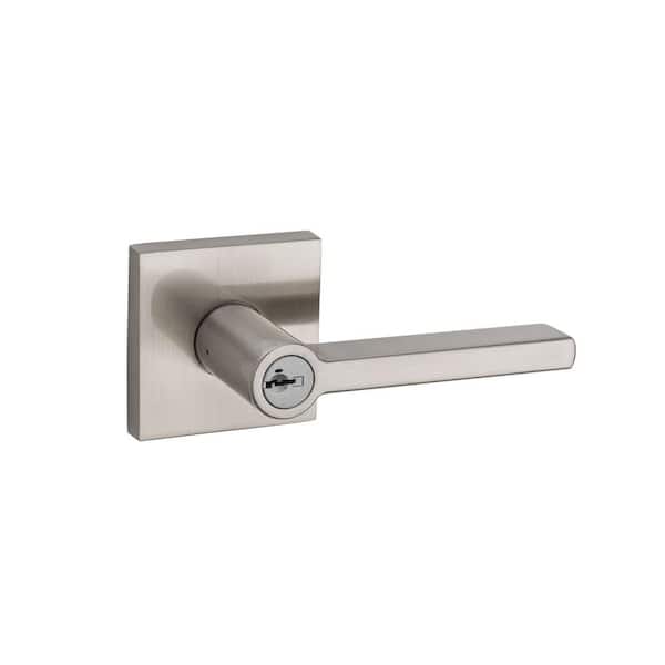 Kwikset Halifax Satin Nickel Square Keyed Entry Door Lever