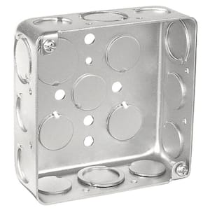4 in. W x 1-1/2 in. D Steel Metallic Drawn Square Box with Nine 1/2 in. KO's and 8 CKO's (50-Pack)