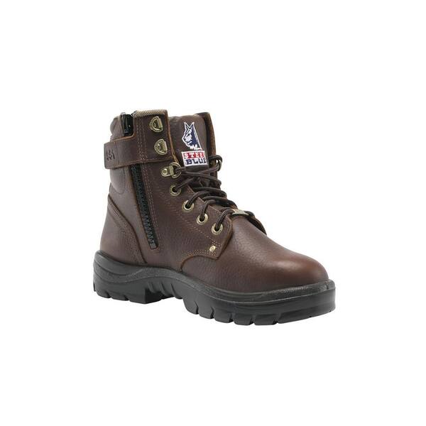 STEEL BLUE Men's Argyle Zip Lace Up 6 inch Work Boots - Steel Toe - Oak Size 9.5(M)