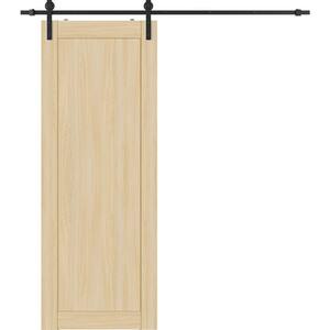 18 in. x 80 in. 1-Panel Shaker Loire Ash Finished Composite Wood Sliding Barn Door with Hardware Kit