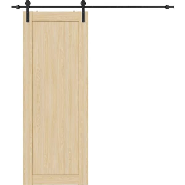 Belldinni 18 in. x 80 in. 1-Panel Shaker Loire Ash Finished Composite Wood Sliding Barn Door with Hardware Kit