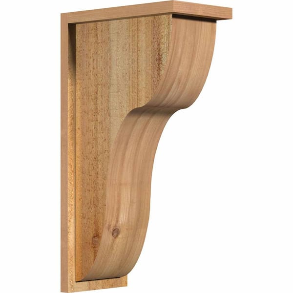 Ekena Millwork 8 in. x 14 in. x 26 in. Western Red Cedar Carmel Rough Sawn Corbel with Backplate