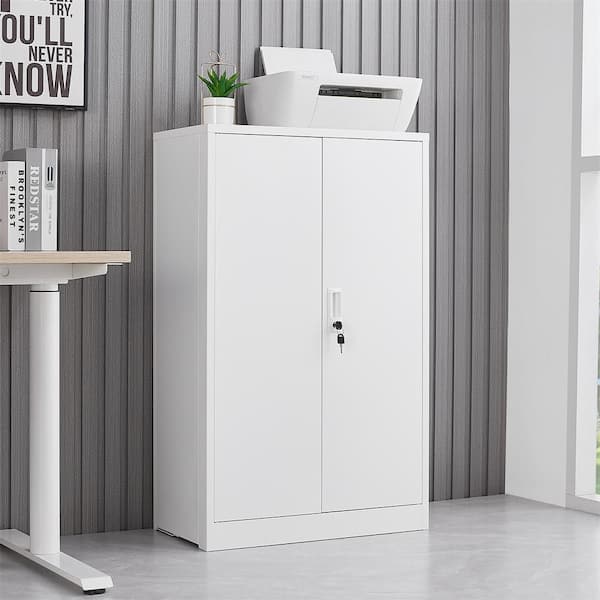 Kahomvis White 42 in. H Office Storage Cabinet with 3