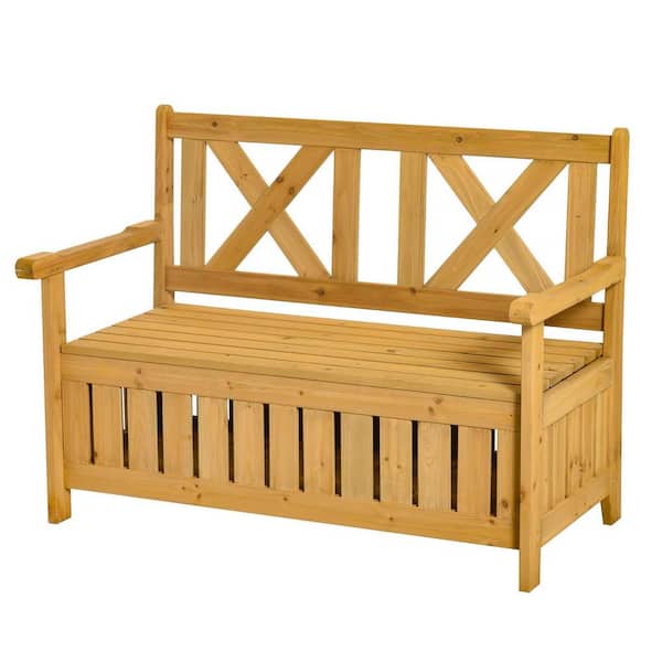 29 Gal. Yellow Wood Outdoor Storage Bench