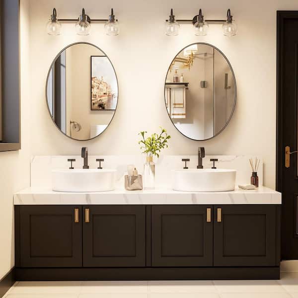 22 in. W x 30 in. H Medium Oval Mirrors Metal Framed Wall Mirrors Bathroom Mirror Vanity Mirror Accent Mirror in Black