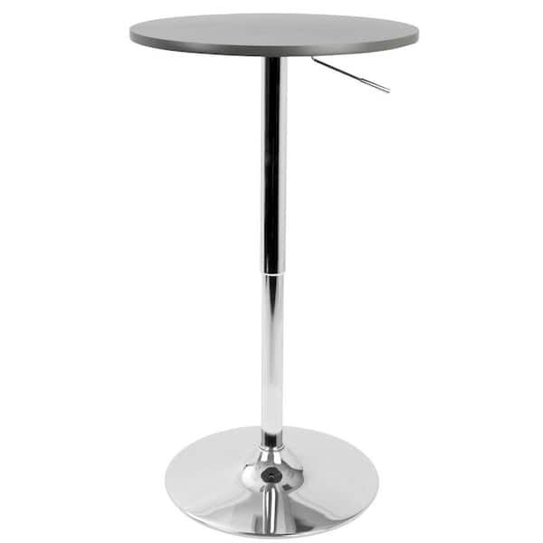 Lumisource Grey and Chrome Adjustable Bar Table