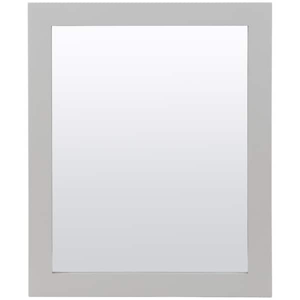 26 in. W x 31 in. H Rectangular Wood Framed Wall Bathroom Vanity Mirror in Light Gray
