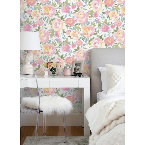 NuWallpaper Pink Gracelyn Flower Peel and Stick Vinyl Wallpaper NUS4434 -  The Home Depot