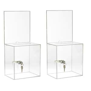 Tall Acrylic Locking Donation Suggestion Box, Clear (2-Pack)