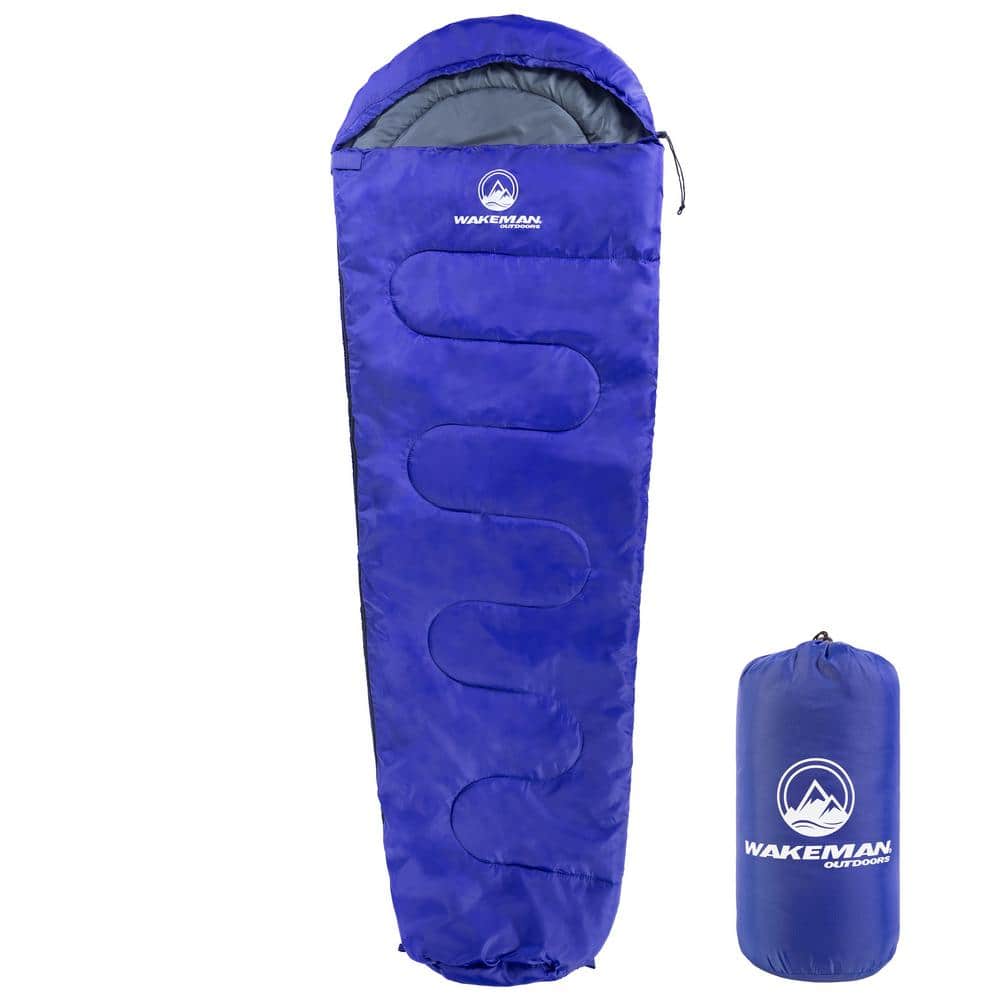 Wakeman Mummy Sleeping Bag 83in L x 28 in W, Water-Resistant Adult Cold  Weather Sleeping Bag Rated to 10°F (Blue) 75-CMP1115 - The Home Depot