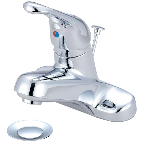 OLYMPIA 4 in. Centerset Single-Handle Standard Bathroom Faucet with Drain Assembly in Polished Chrome