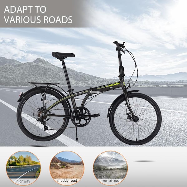 Zeus & Ruta 24 in. Black Aluminum Frame 7-Speed Folding Bike 