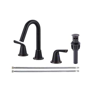 8 in. Widespread Double Handle Bathroom Faucet with Drain Kit and Supply Lines Included in Spot Resist Oil Rubbed Bronze