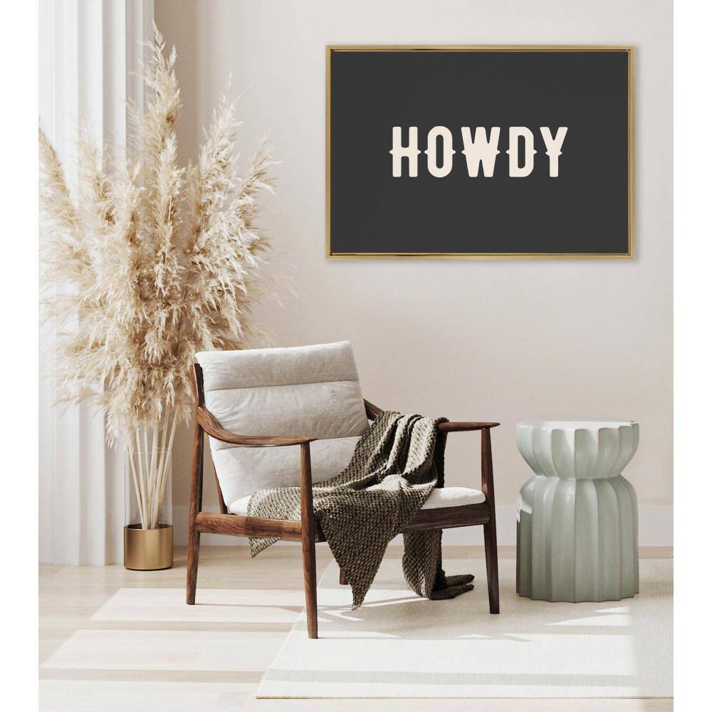Kate & Laurel All Things Decor 23"x33" Sylvie Howdy Landscape Black Framed Canvas by Honey Island Studio Bright Gold