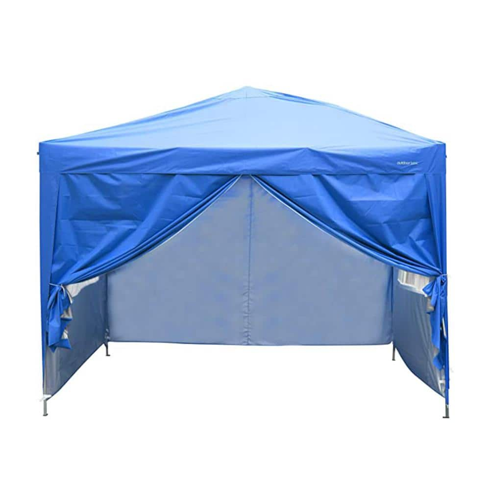 OVASTLKUY 10 Ft. X 10 Ft. Blue Outdoor Patio Canopy With Canopy Bag And ...