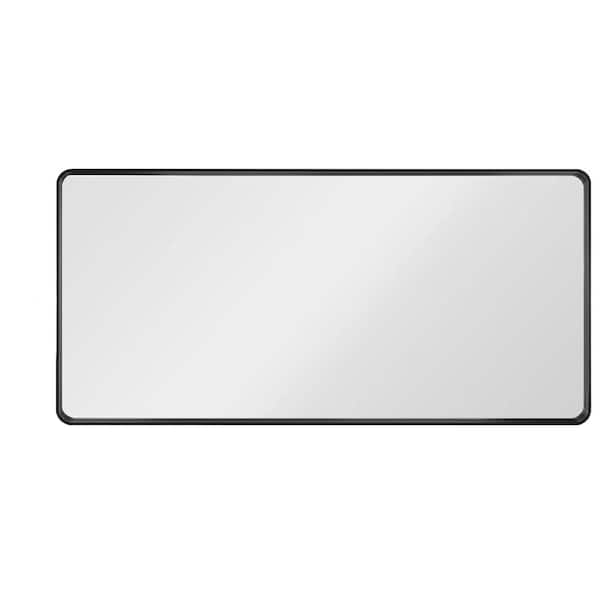 60 in. W x 30 in. H Rectangular Framed French Cleat Wall Mounted Tempered Glass Bathroom Vanity Mirror in Matte Black