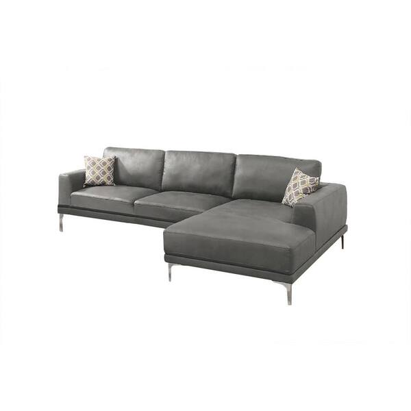 SIMPLE RELAX 34 in. Square Arm Faux Leather Specialty Sofa in Gray
