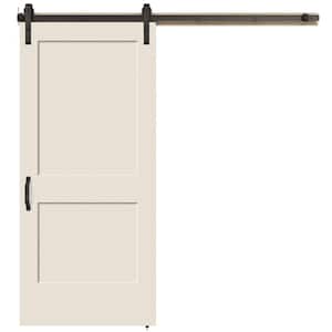 36 in. x 84 in. Monroe Primed Smooth Molded Composite MDF Barn Door with Rustic Hardware Kit