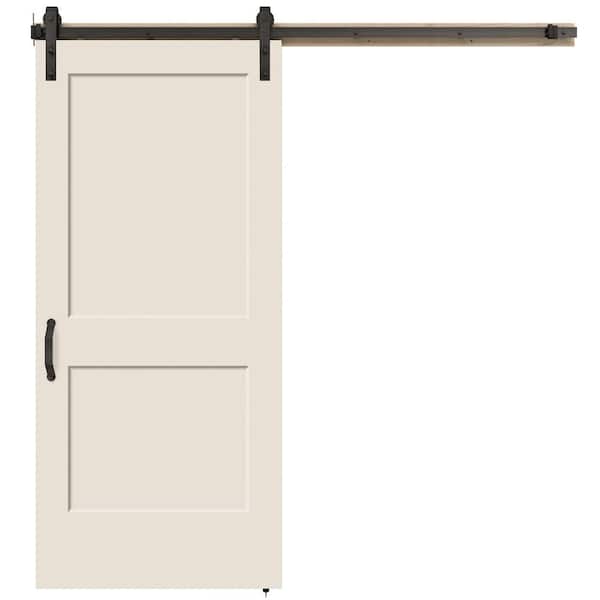 JELD-WEN 36 in. x 84 in. Monroe Primed Smooth Molded Composite MDF Barn Door with Rustic Hardware Kit