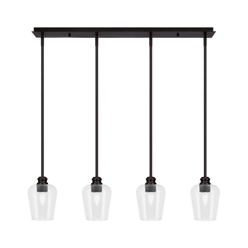 Albany 60-Watt 4-Light Espresso Linear Pendant Light with Clear Bubble ...