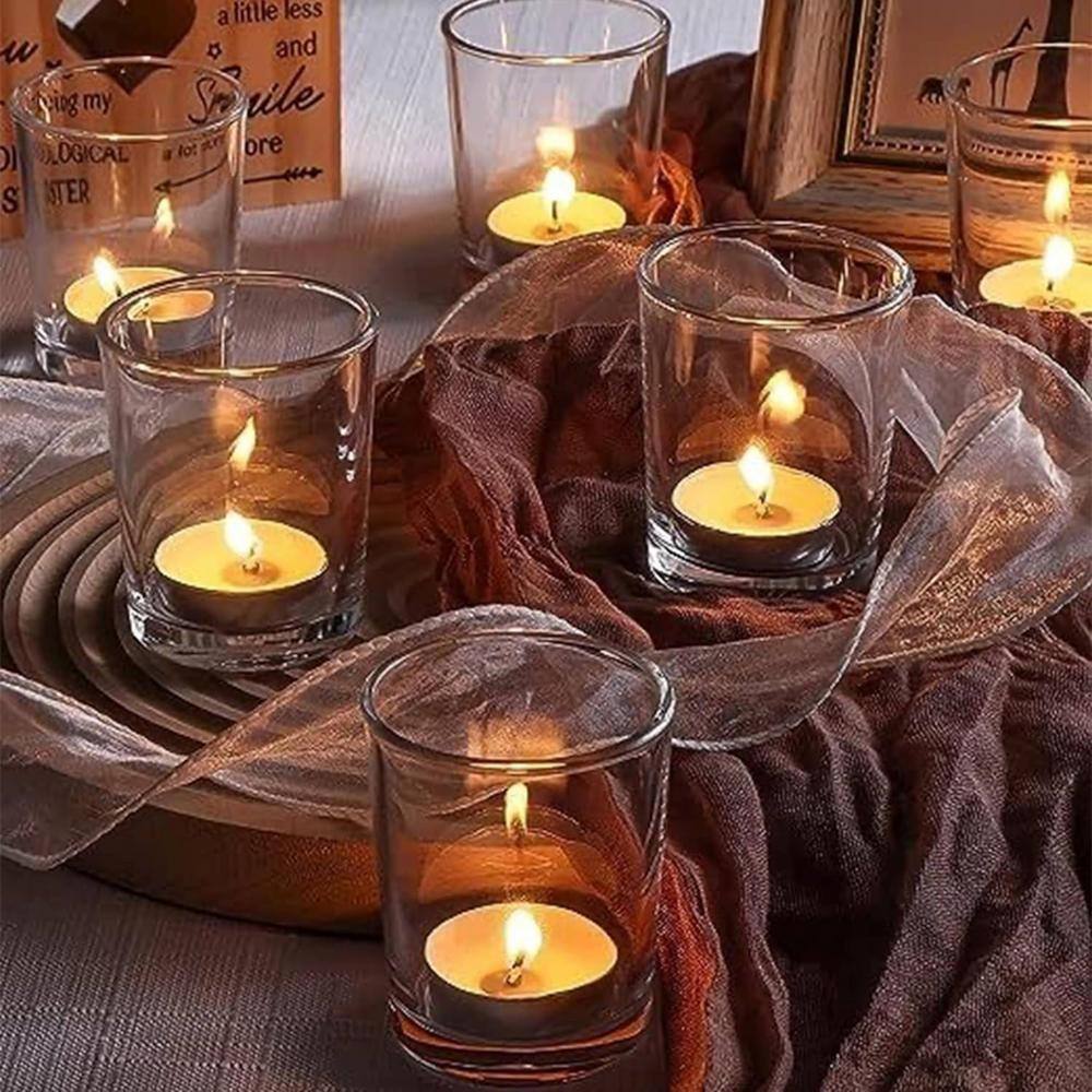 Clear Glass Votive Candle Holders Set of 8