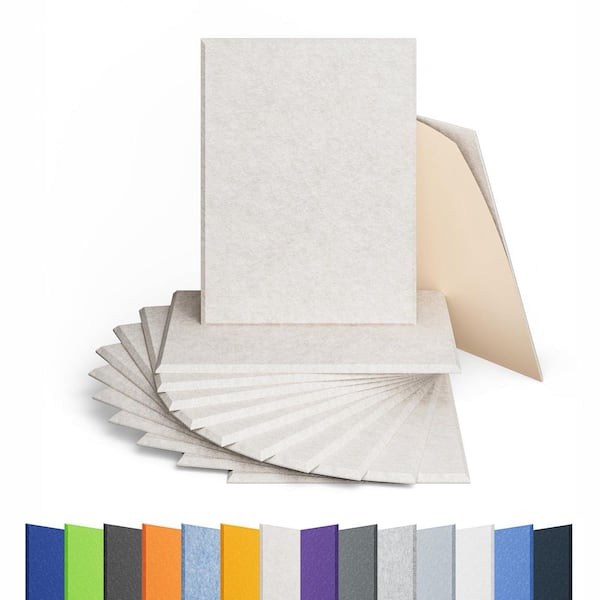 16 in. x 12 in. x 0.4 in. Acoustic Panels Self Adhesive Sound Proof Foam for Office, Reccording Room, Beige, 12 Pcs