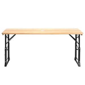 Folding 41.5 in. Rectangle Wood Outdoor Picnic Table Portable Dining Table Height Adjustable