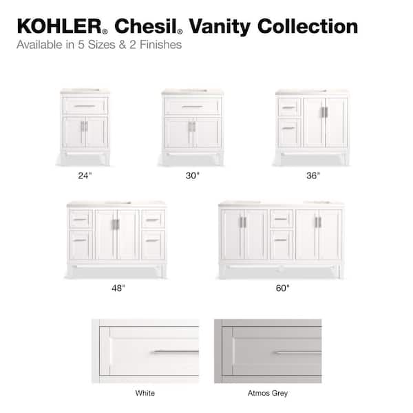 KOHLER Chesil 36in. Single Sink Freestanding White Bath Vanity with Bianco Bella Quartz Top Assembled