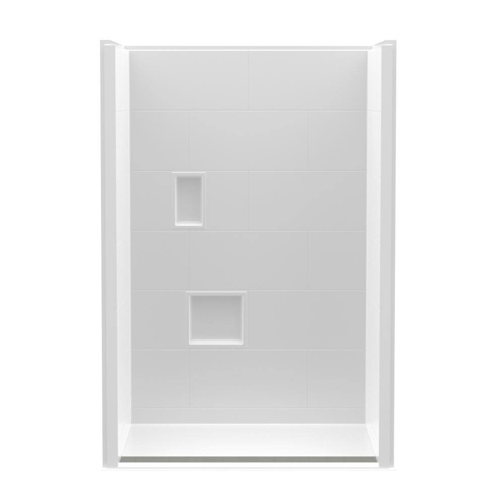Trench Drain 48 in. x 36 in. x 76-3/4 in. 1-Piece Shower Stall in White