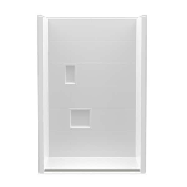 Aquatic Trench Drain 48 in. x 36 in. x 76-3/4 in. 1-Piece Shower Stall in White