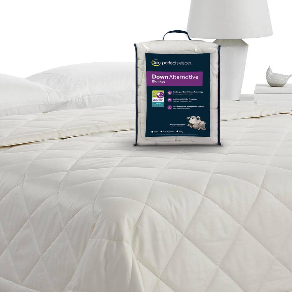 Twin Ivory Cotton Down Alternative Blanket with Antimicrobial Protection