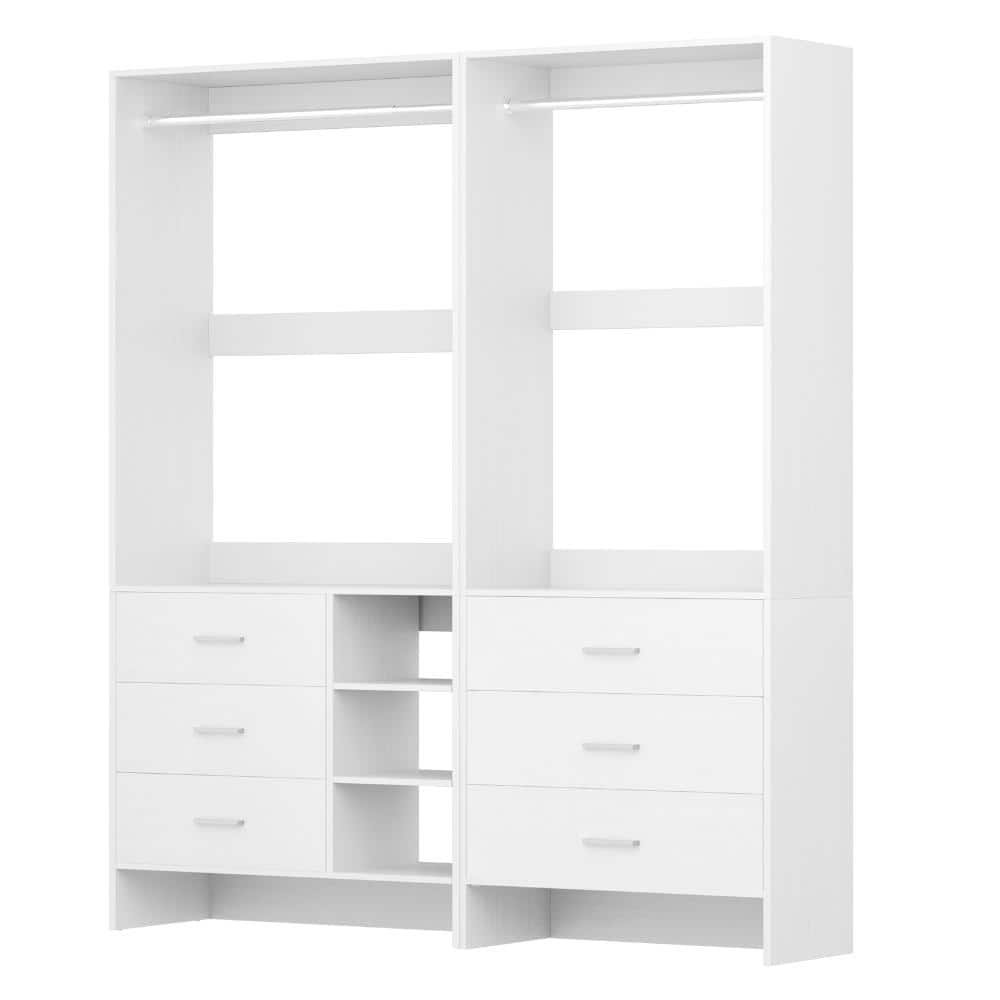 Aheaplus Closet System with 6 Drawers wood Walk-in Closet or Small
