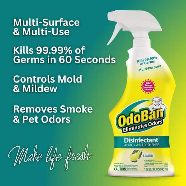 OdoBan 32 oz. Lemon Multi-Purpose Disinfectant and Odor Eliminator, Fabric  Freshener and Mold Control Spray (4-Pack) 9106L01-Q4