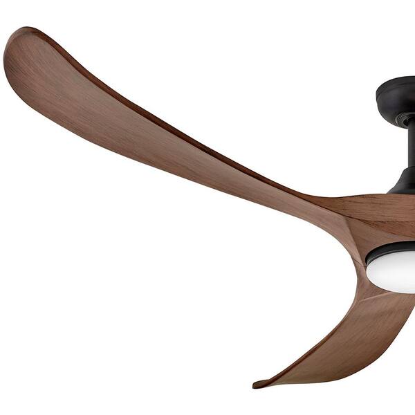 HINKLEY - Swell Illuminated 72.0 in. Matte Black Down Rod Mount Indoor/Outdoor Integrated LED Ceiling Fan with Remote Control