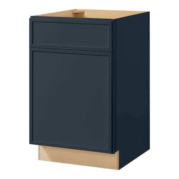 Hampton Bay Leyton 21 in. W x 24 in. D x 34.5 in. H Ready to Assemble Plywood Slim Shaker Base Kitchen Cabinet in Ink Blue