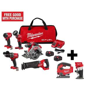 M18 FUEL 18-Volt Lithium-Ion Brushless Cordless Combo Kit (5-Tool) with M18 FUEL Jig Saw and Compact Router