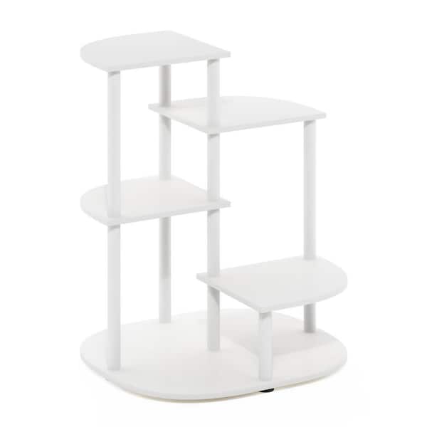 Furinno 28.82 in. x 23.46 in. x 21.1 in. Indoor/Outdoor PVC Foam Board Plant Stand Potted Plant Shelf Display Holder 4-Tier