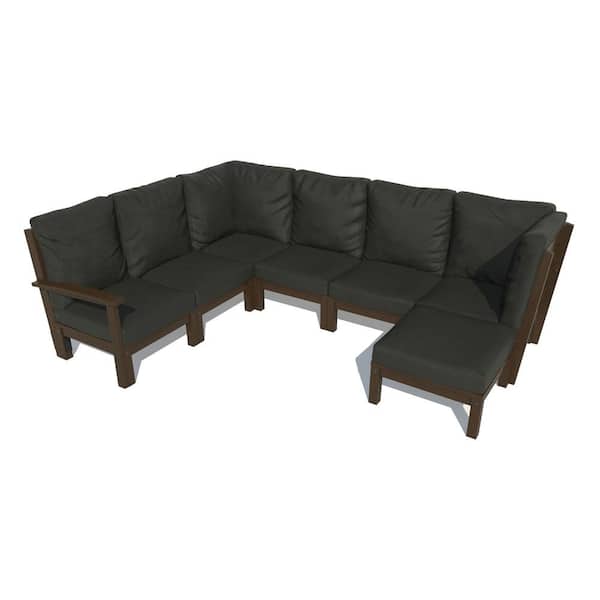 Highwood Bespoke Deep Seating 7-Piece Plastic Outdoor Sectional Set with Ottoman and with Cushions