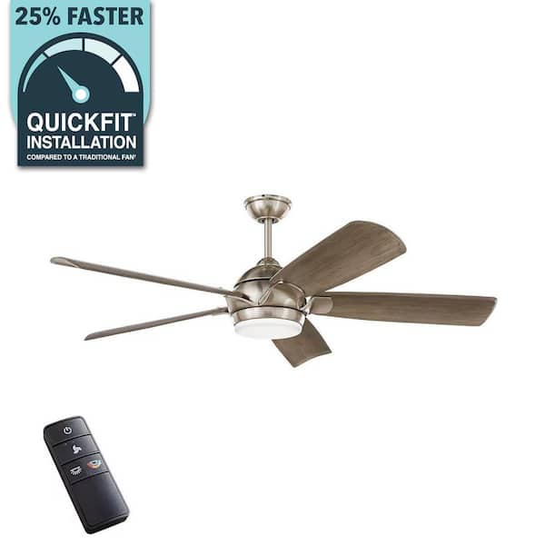 Camrose 60 in. White Color Changing Integrated LED Brushed Nickel Indoor Ceiling Fan with Light Kit and Remote Control