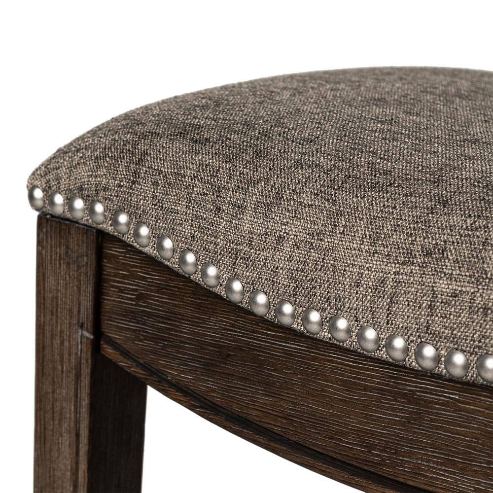 Adrien Saddle-Style Backless Bar Stool in Gray Wirebrush Finish