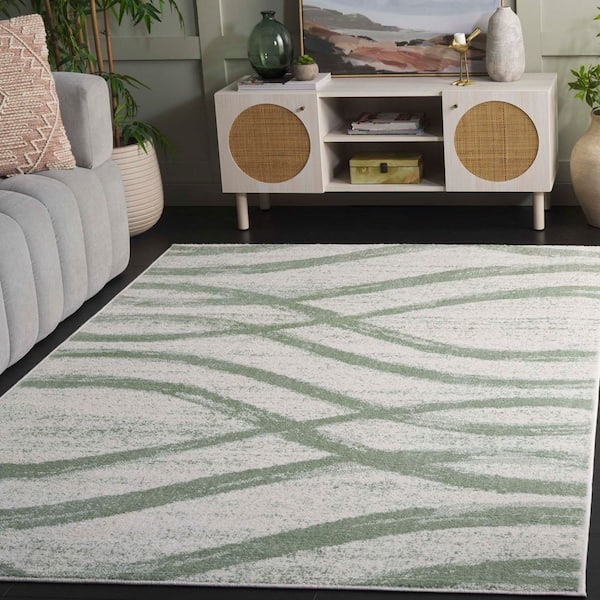 Adirondack 9 ft. x 12 ft. Ivory/Sage Waves Area Rug