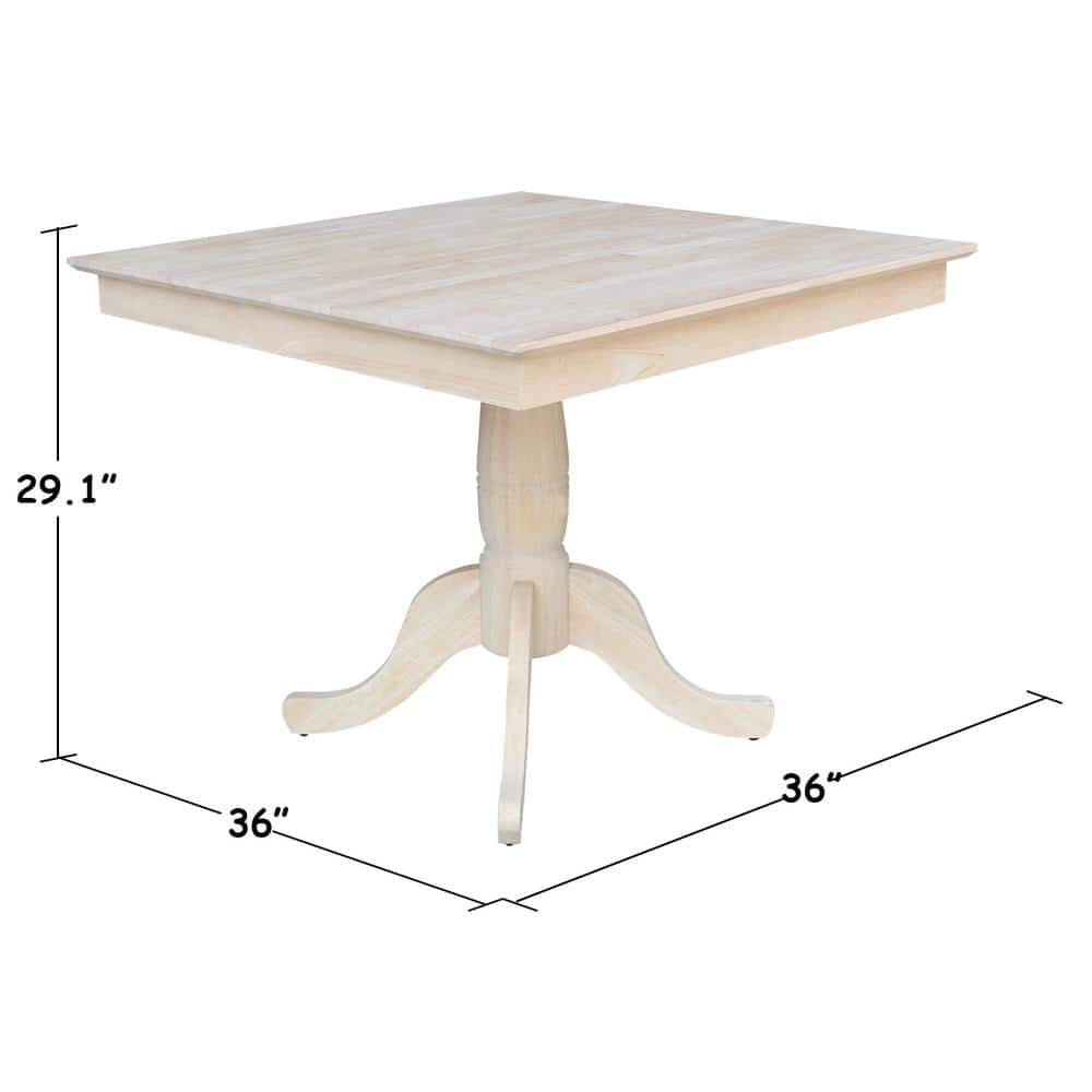 Chateau Parawood 43" Square Pedestal Dining Table in Natural Finish