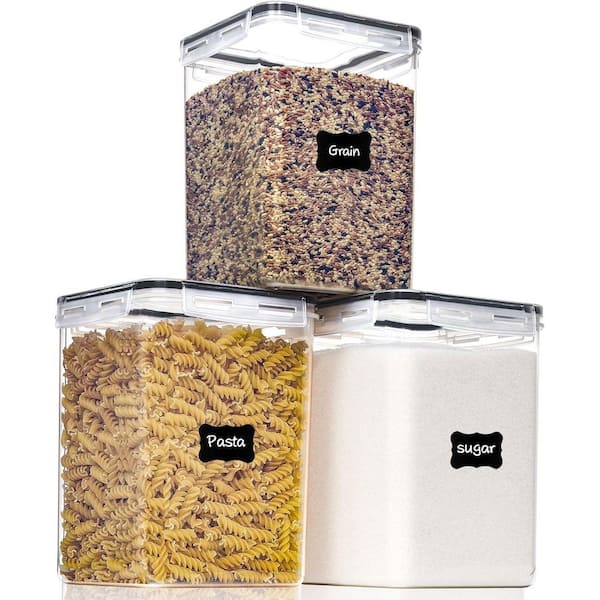 3PCS Airtight Large Food Storage Containers w/ Lids 5.2L BPA Free Plastic Canisters for Kitchen Pantry Organization