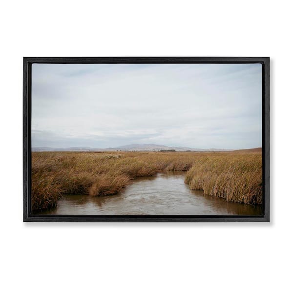 Stupell Industries Marshland Stream View by Crystal Lynn Collins Black Floater Frame Nature Graphic Art Print 17 in. x 25 in.