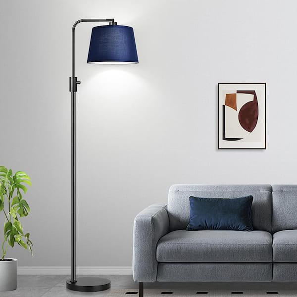 65 in. Matte Black 1-Light Lantern Floor Lamp with LED Bulb