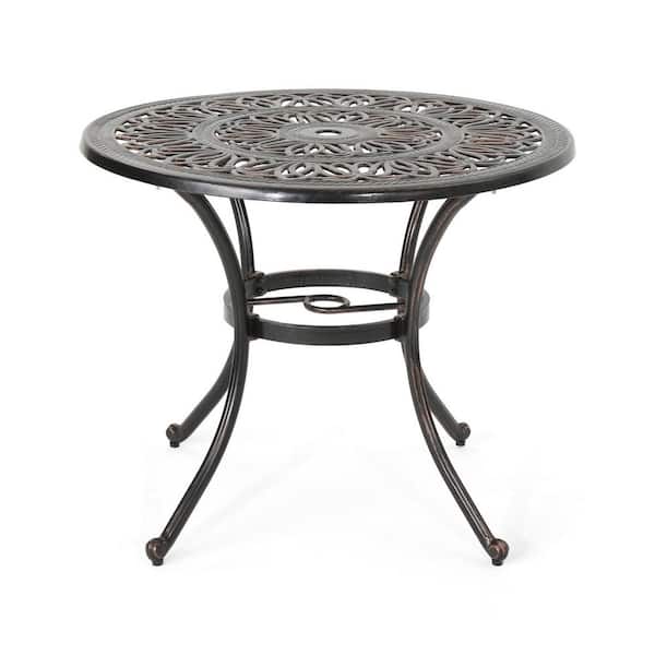 Anky Copper Round Aluminum 28.5 in. H Outdoor Dining Table