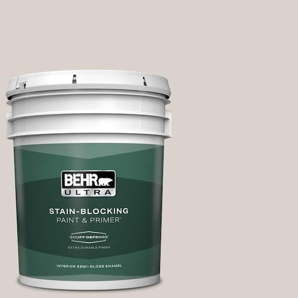 BEHR ULTRA 5 gal. #N200-1 Moth Gray Extra Durable Semi-Gloss Enamel Interior Paint & Primer