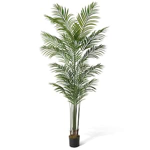 7 ft. Green Artificial Palm Tree, Faux Dypsis Lutescens Plant in Pot with Dried Moss